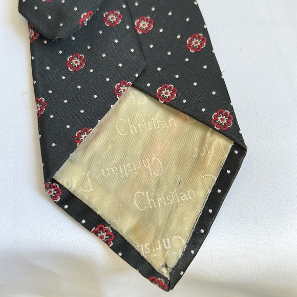 Vintage 70s Christian Dior Silk Tie - Blue with red - Picture 5 of 9